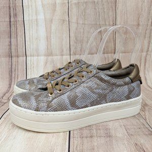 J/SLIDES Metallic Gold Snakeskin Lace Up Platform Sneakers Sz 6